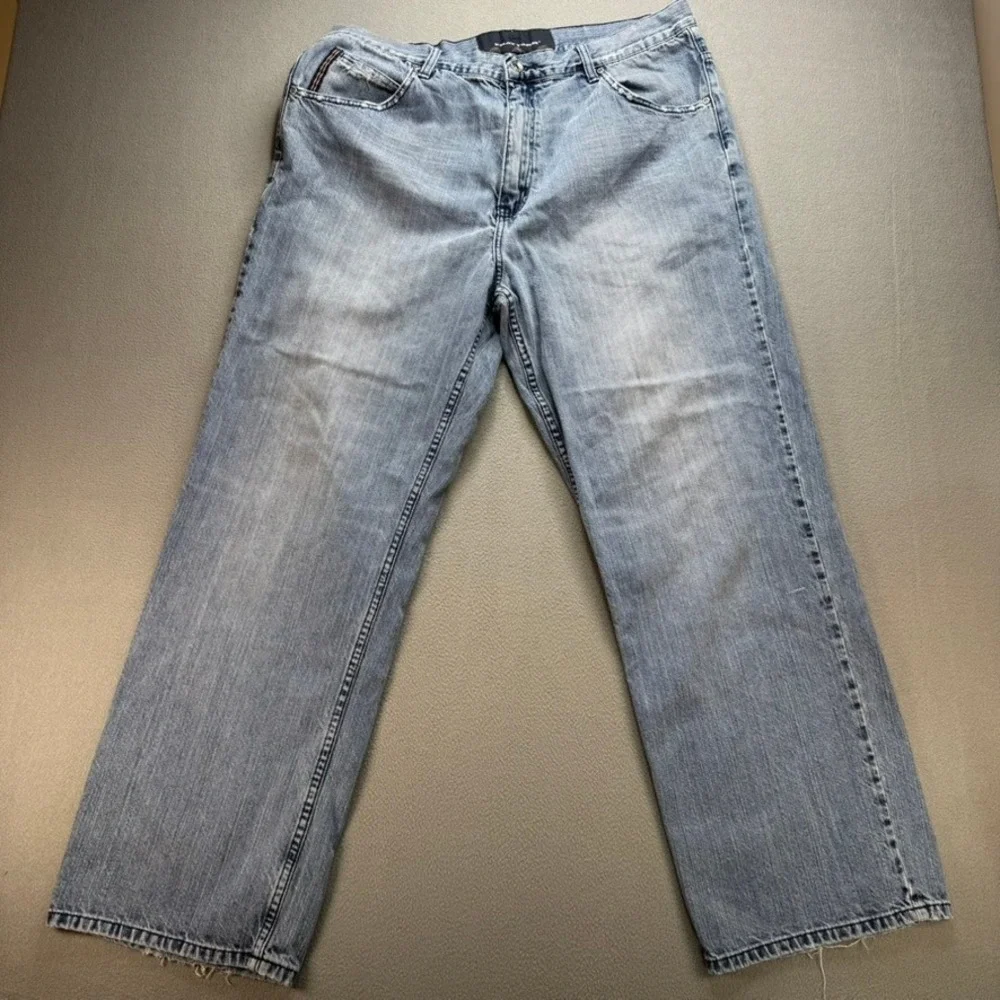 Phat Farm Jeans Men 38x30 Blue Wide Leg Baggy Hip Hop Y2K 90s Denim Embroidered